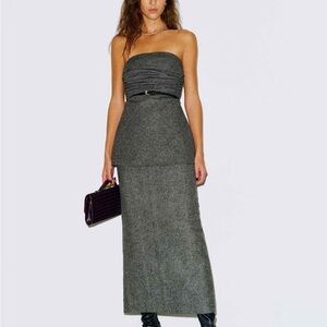 Reformation Strapless Gray Maxi Dress